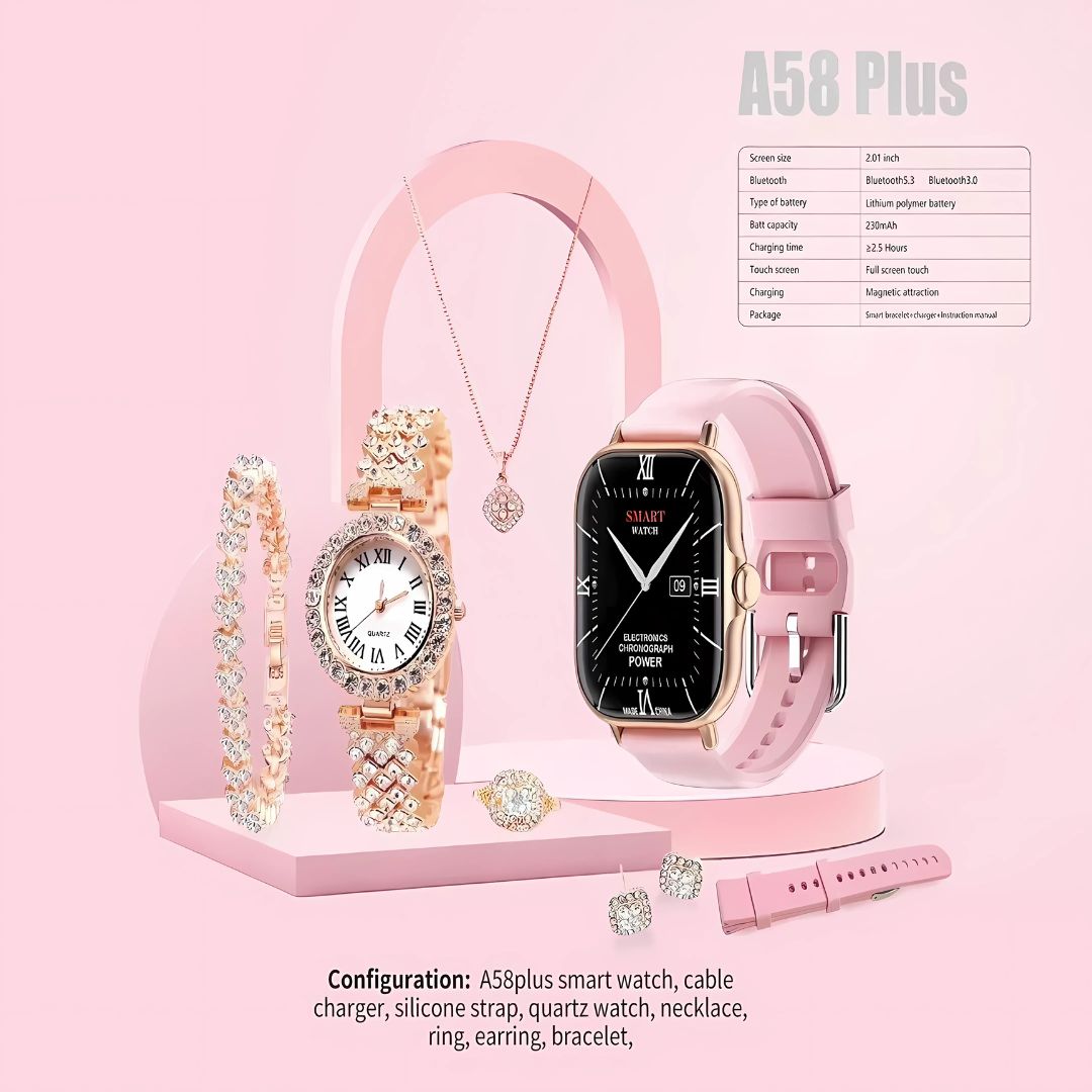 6-in-1 Ladies Smartwatch Luxury Gift Set